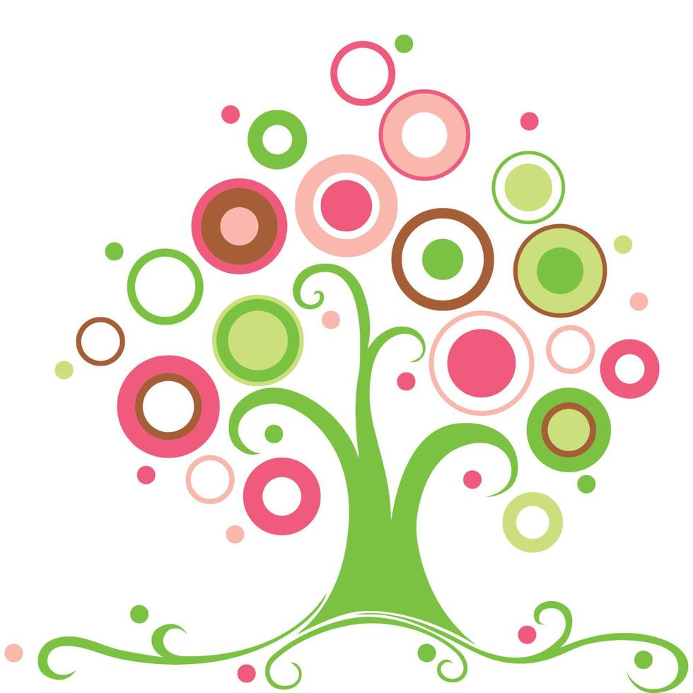 Abstract tree green for your design Vector illustration of multicolored circles tree.