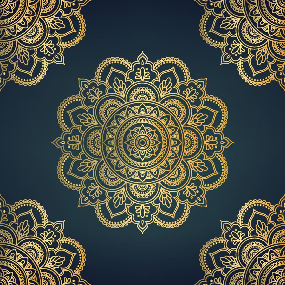 fondo con mandalas doradas, patrón indio redondo, patrón musulmán. fondo de diseño de mandala dorado. ilustrador vectorial vector