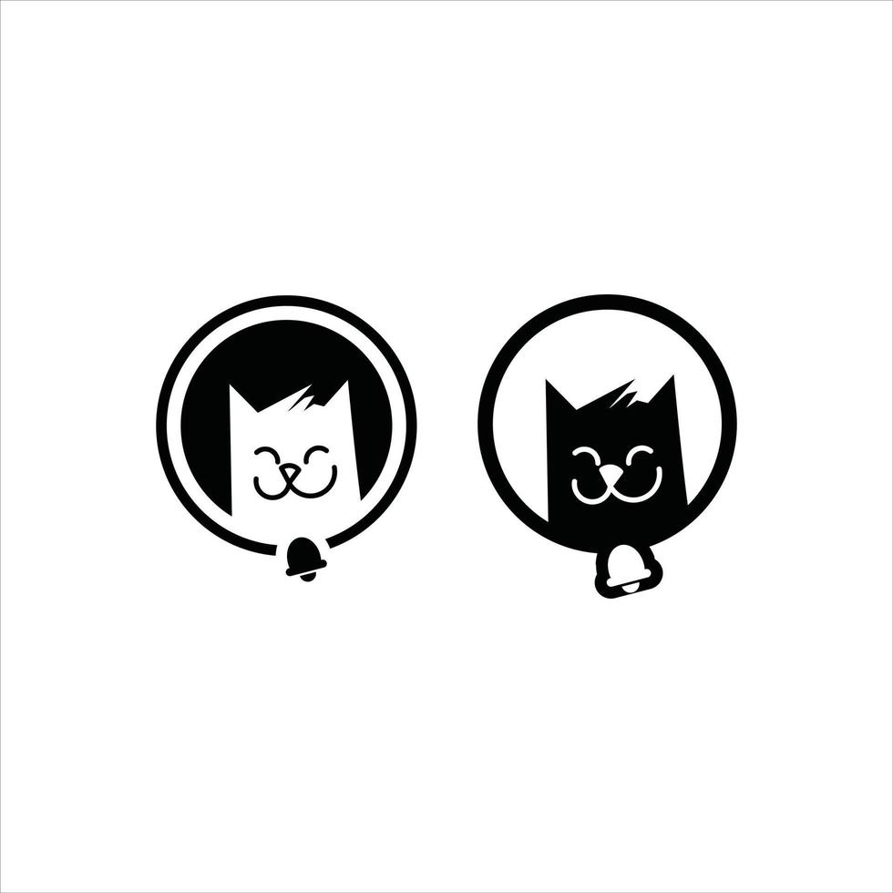 Vector Illustration Cute Smiling Cat Face Cartoon Template