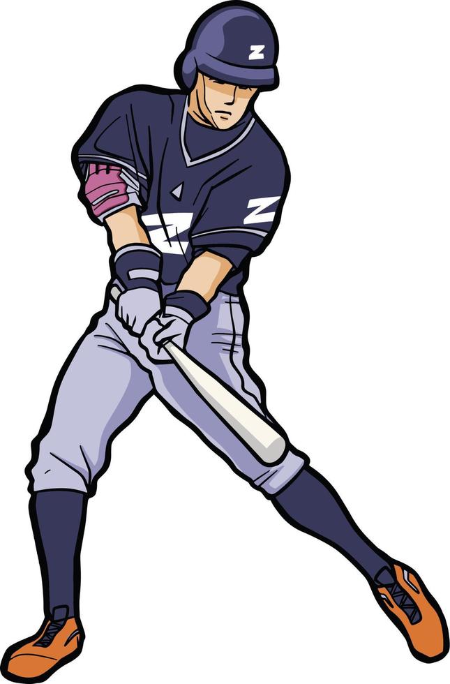 baseball batter action hitting  ball vector