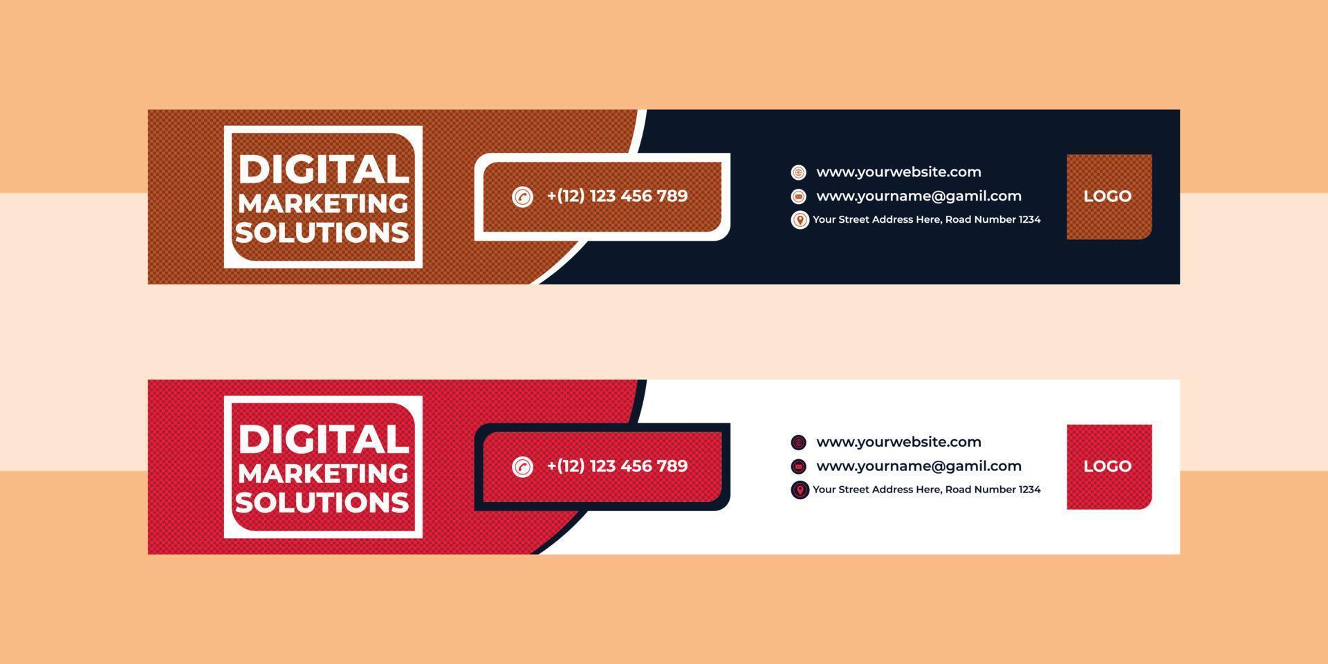 Modern email signature template or social media cover design vector