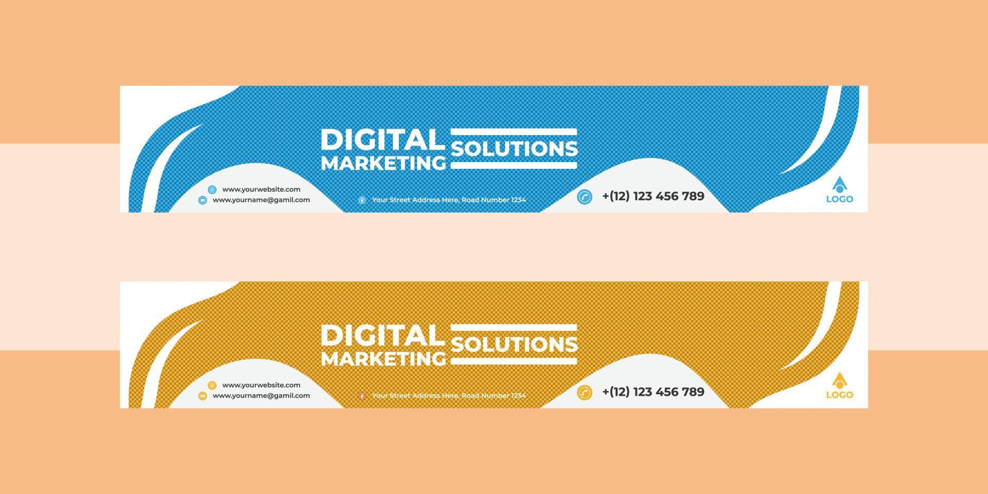Modern email signature template or social media cover design vector
