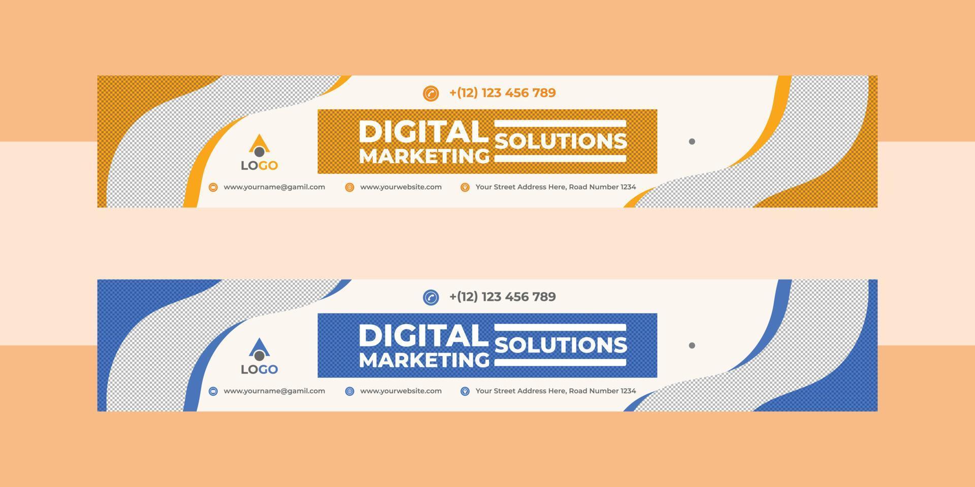 Modern email signature template or social media cover design vector