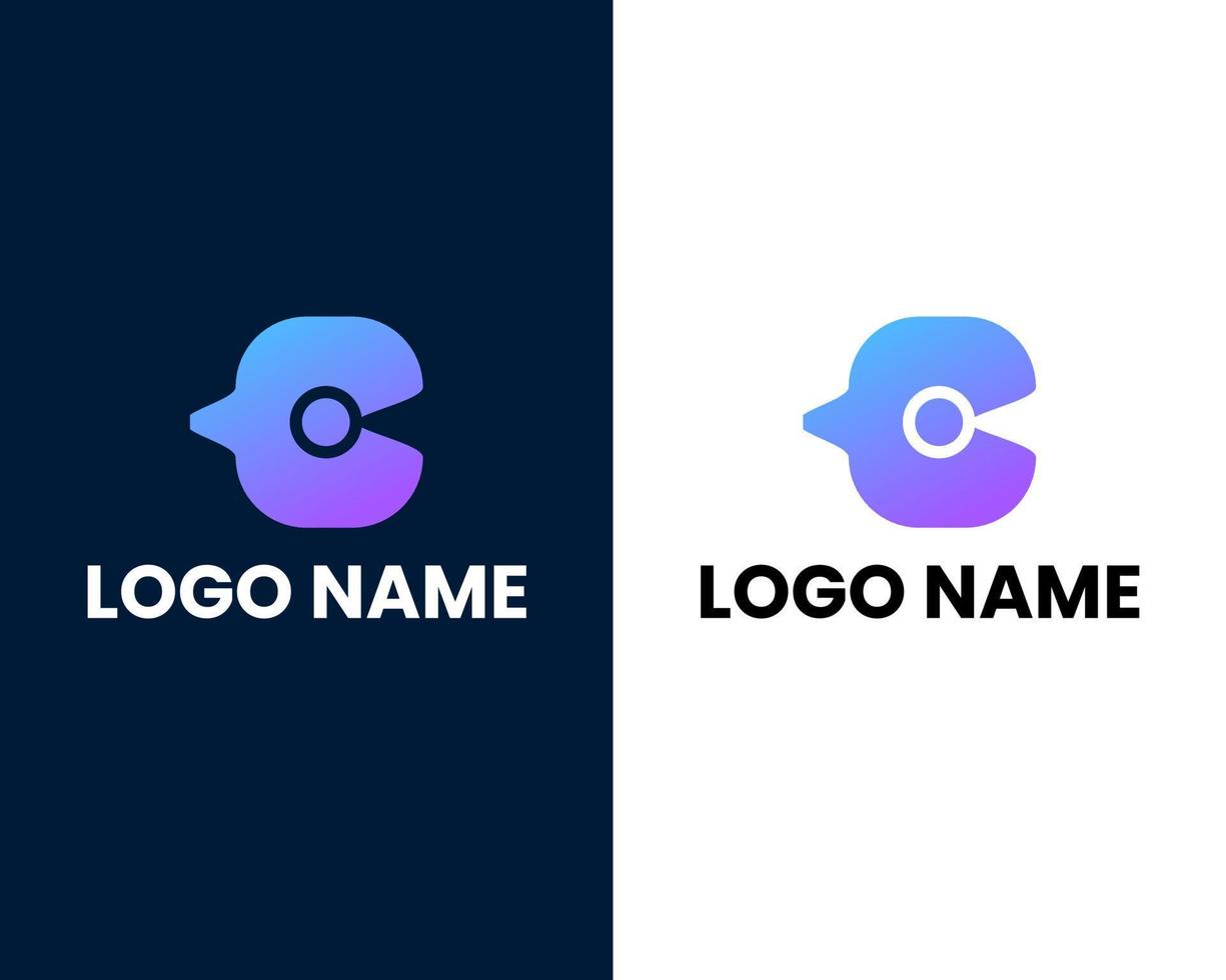 C Letter with Dot Circle Connected as Network Logo Vector - Vector