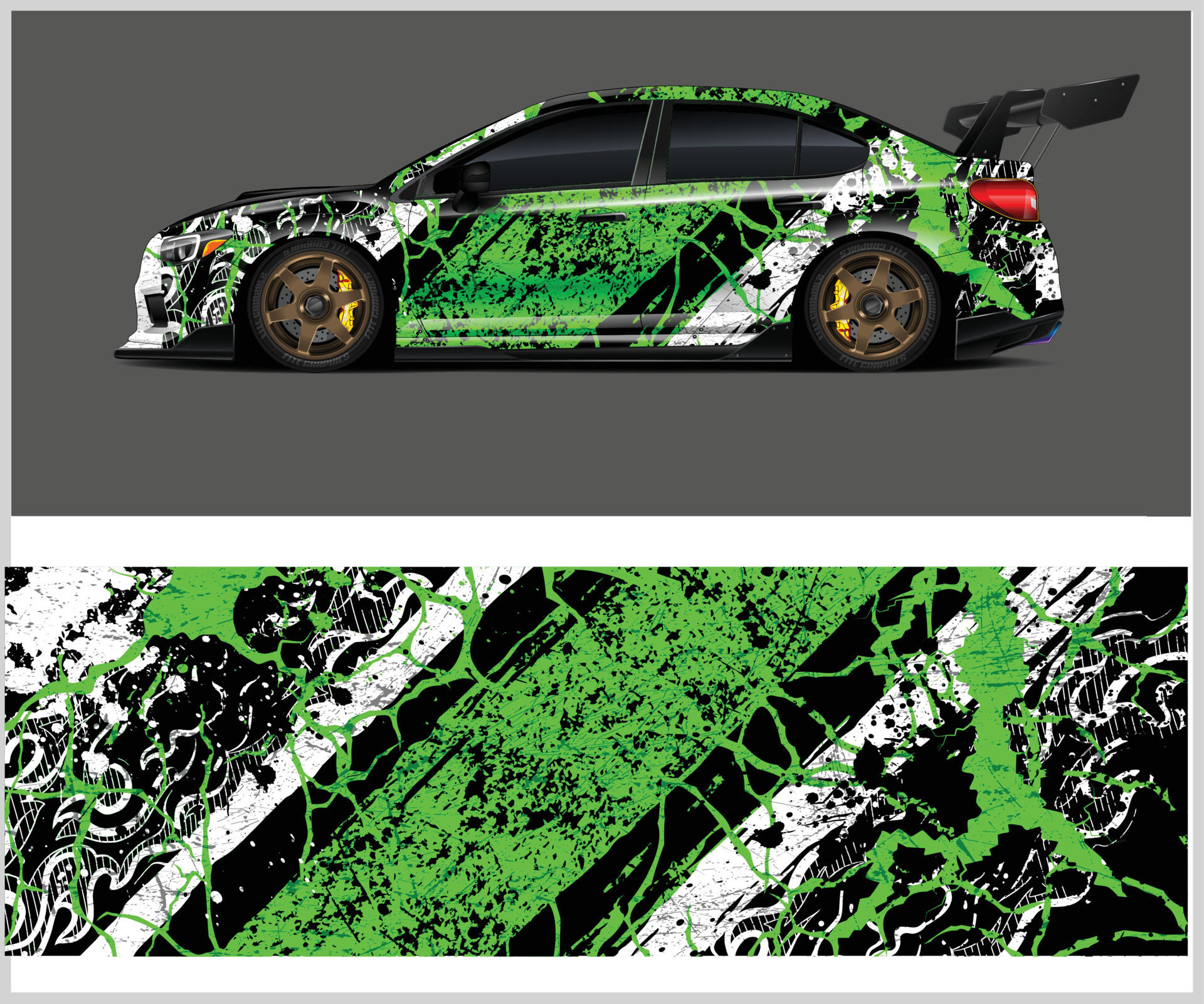 Green car wrap design 16624309 Vector Art at Vecteezy