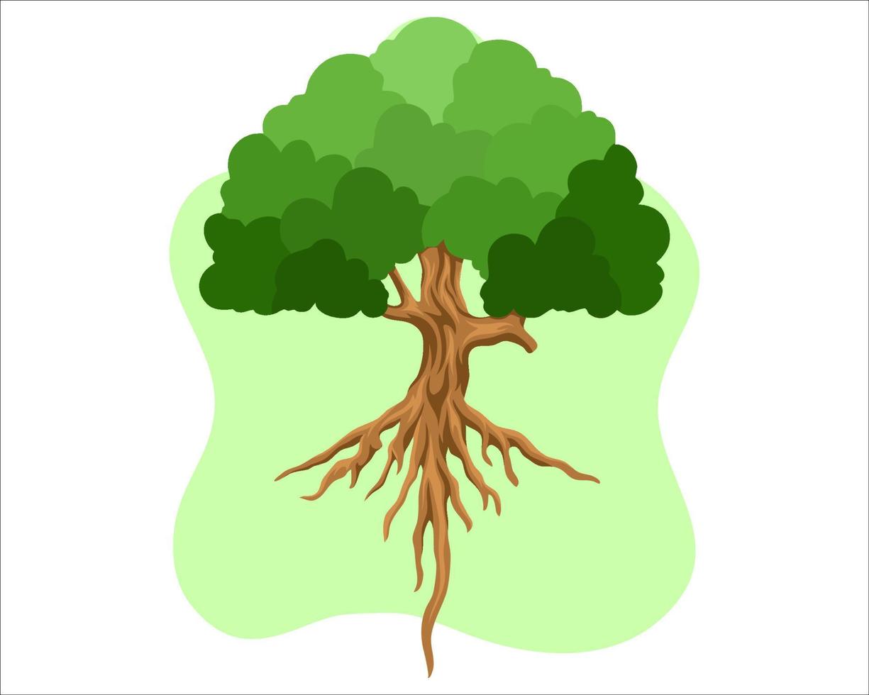 diseño de árbol plano con ilustración de hojas verdes vector