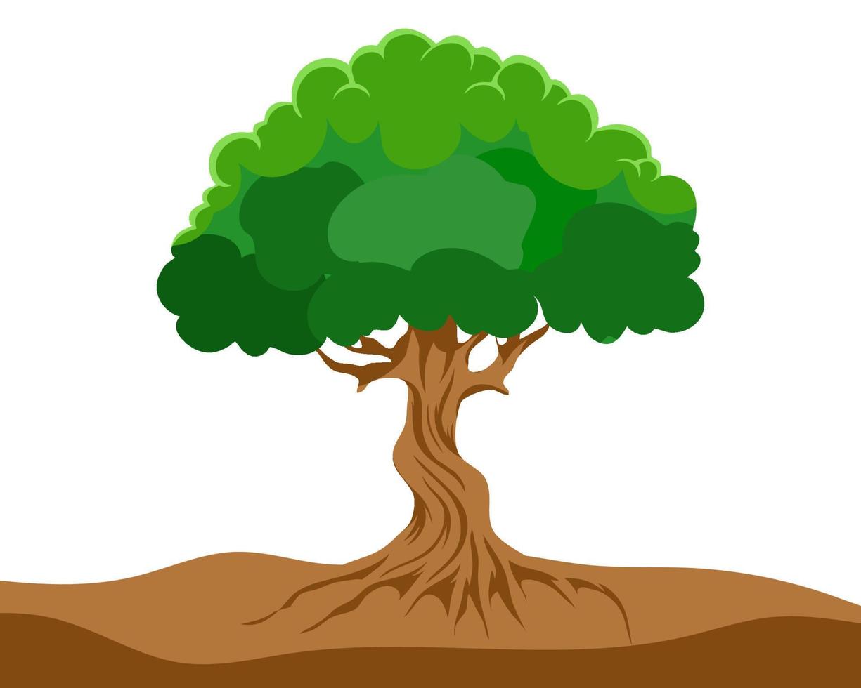árbol plano en la ilustración del suelo vector
