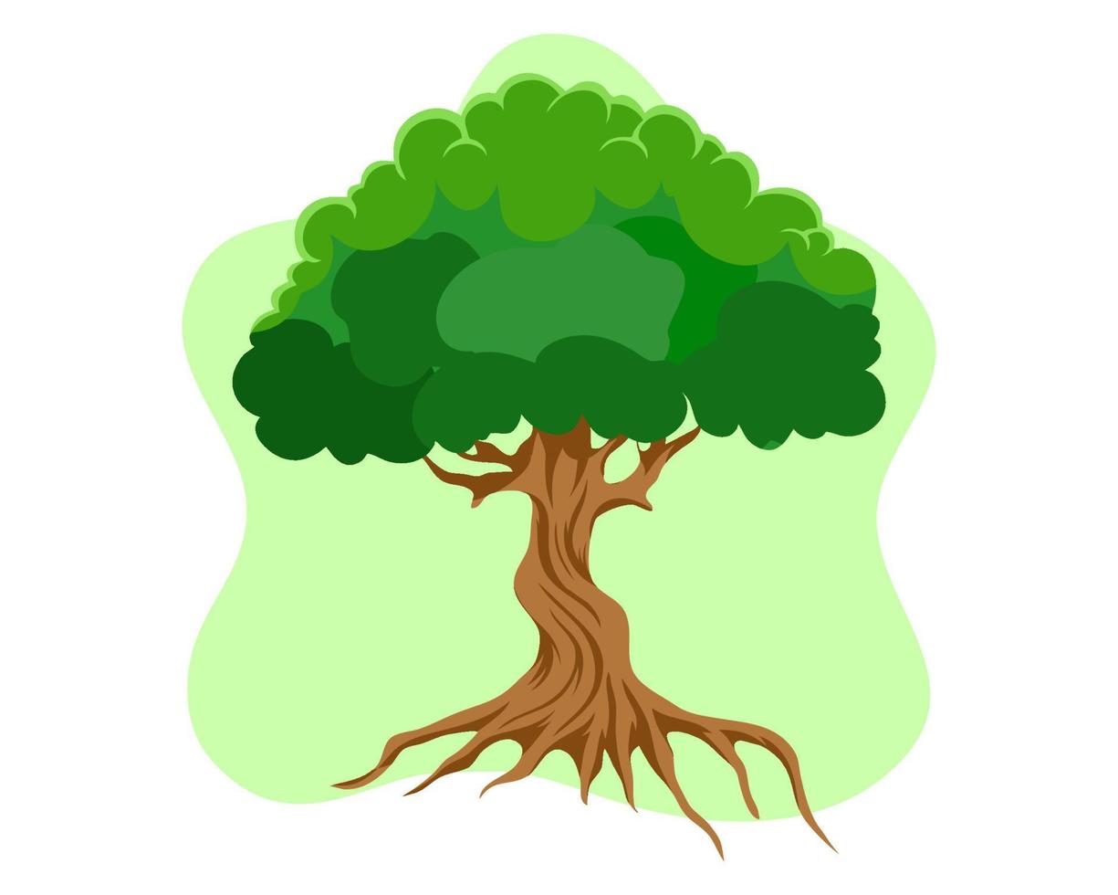 diseño de árbol plano con hojas verdes vector