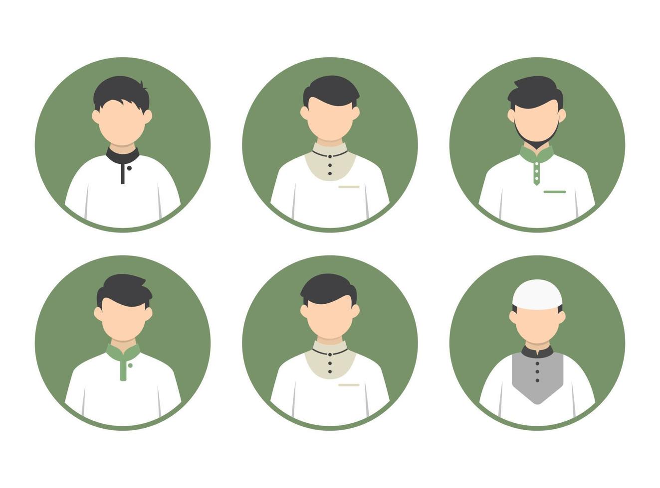 colección de ilustraciones planas de iconos de perfil con concepto musulmán vector