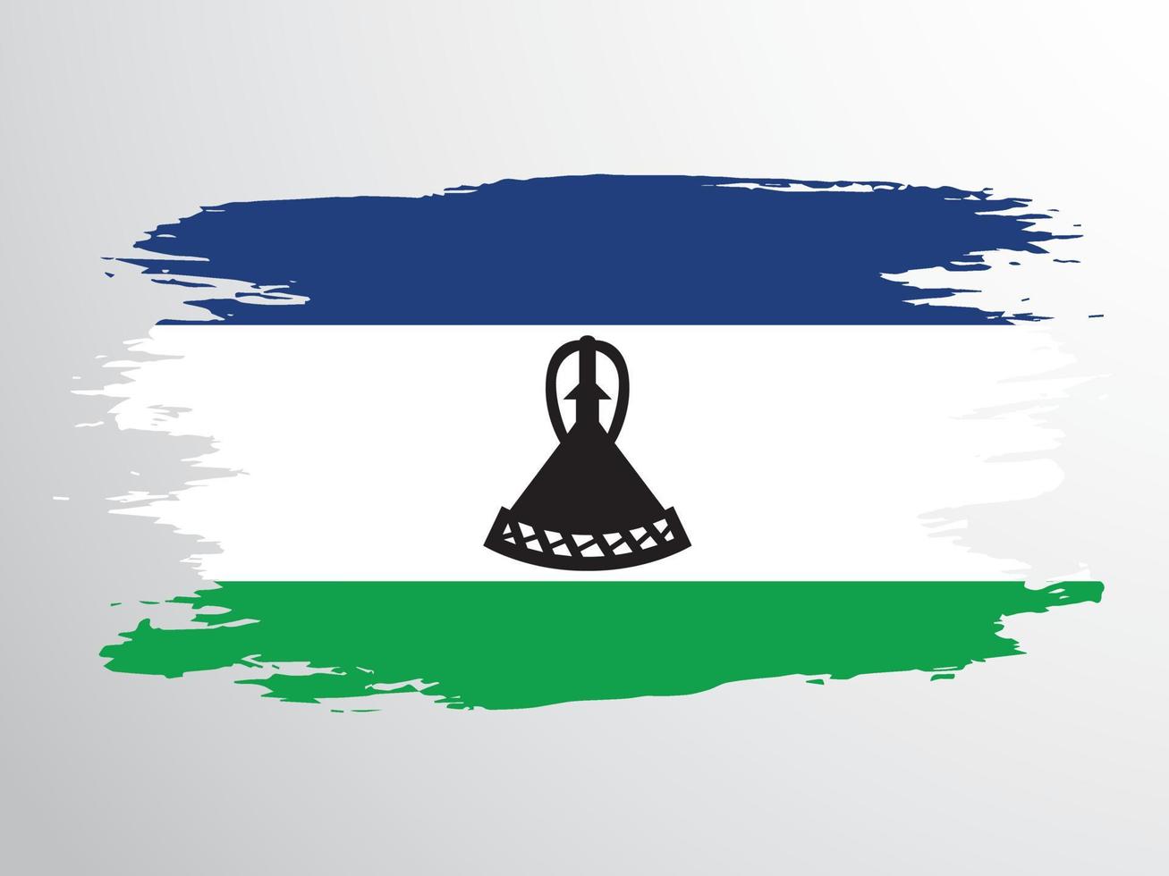 bandera de lesotho pintada con un pincel vector