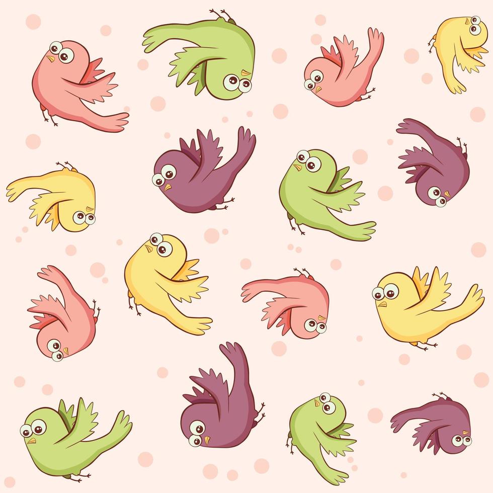 Background with cartoon color birds. vector