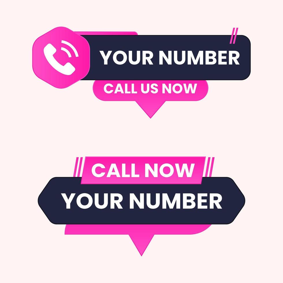 call us now button call sign with Phone number vector