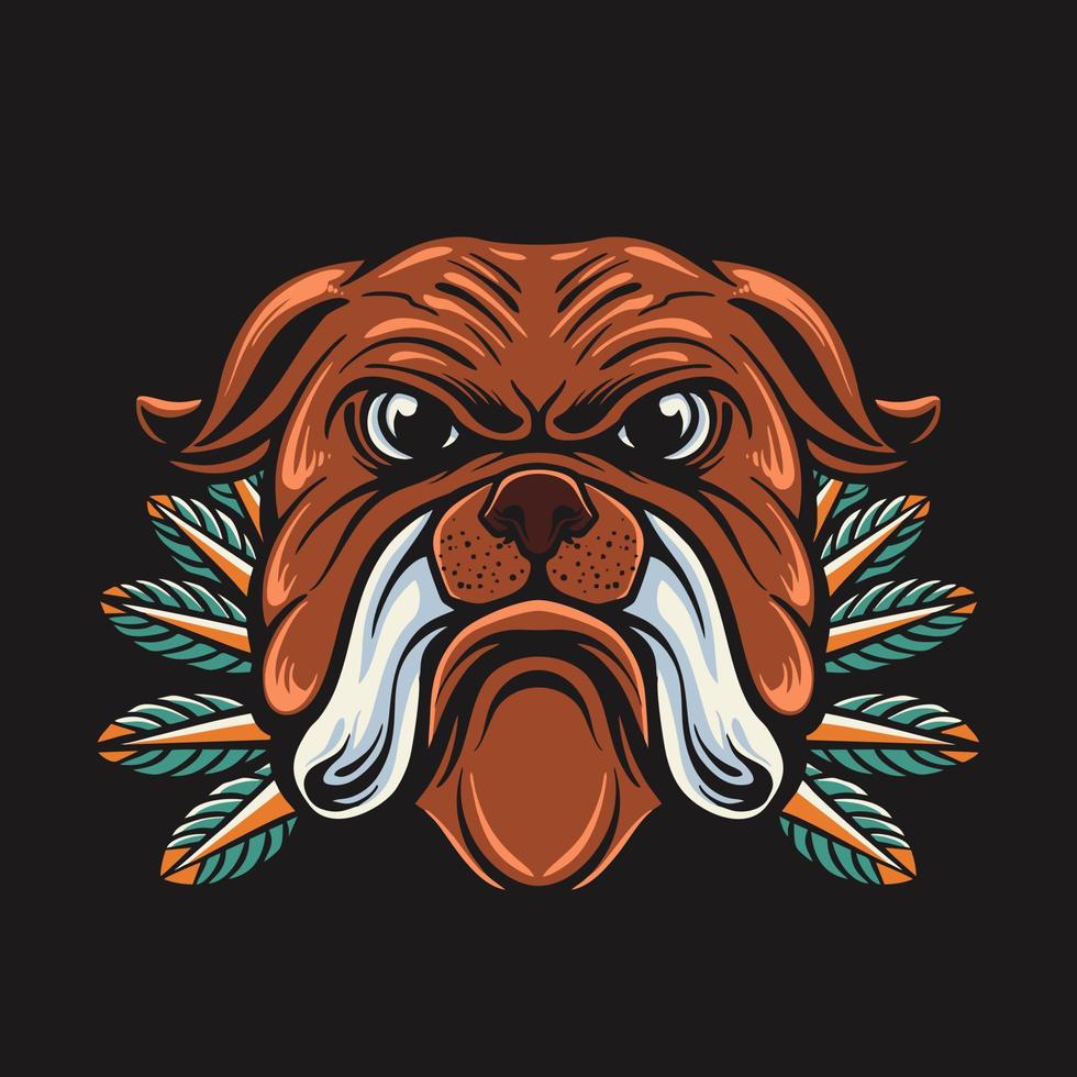 Bull Dog Retro Vector Illustration