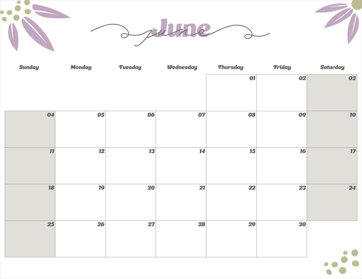 june 2023 cute monthly planner calendar vector