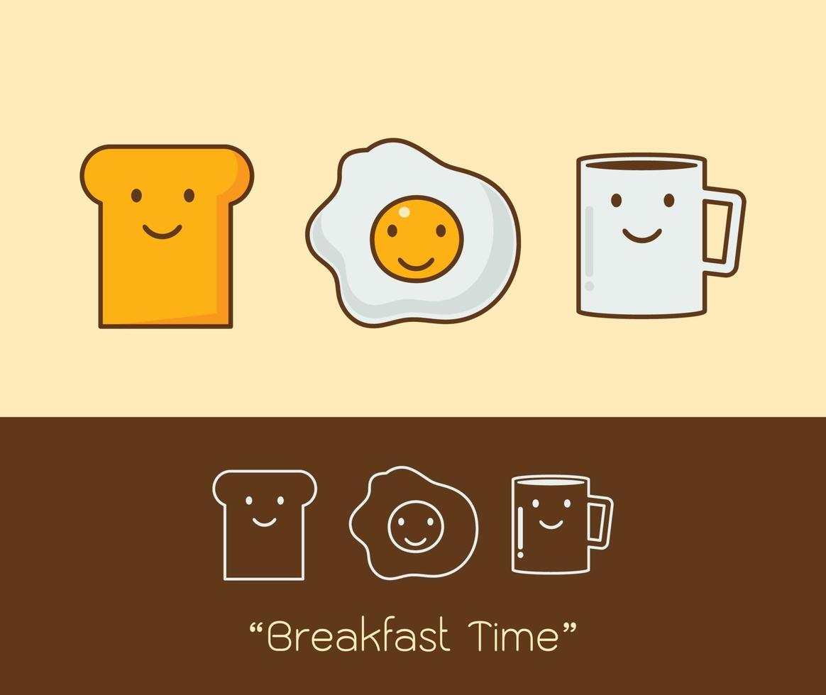 a coffee, eggs and toast Vector illustration.