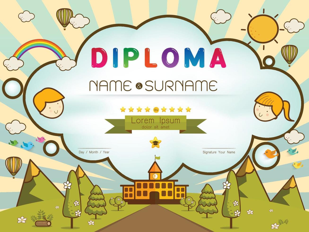 certificado niños diploma vector