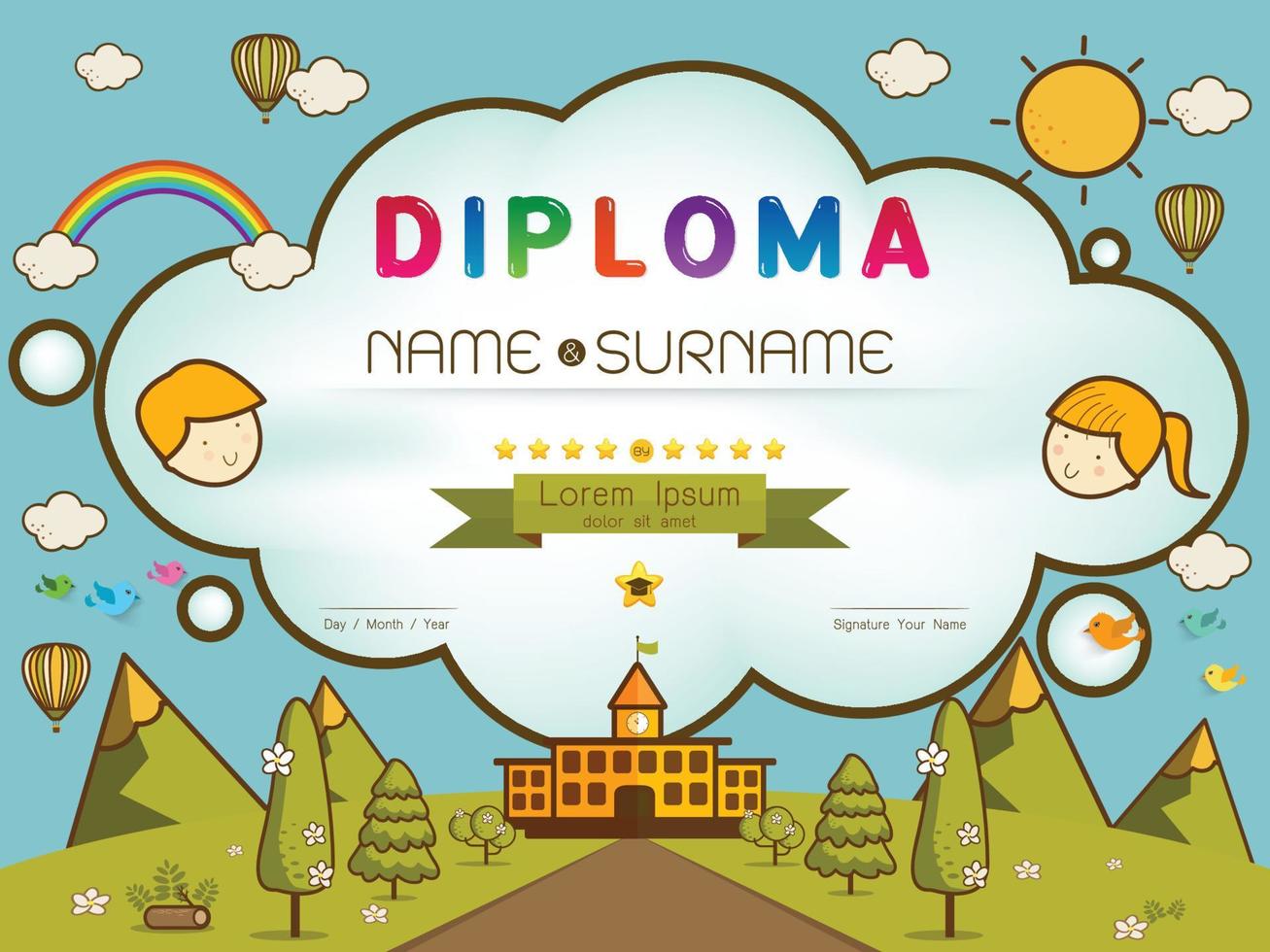 Certificate kids diploma vector