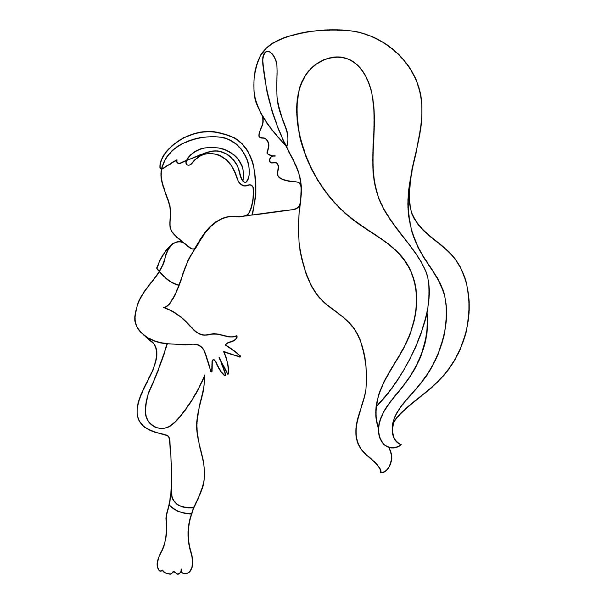 Naive illustration, child drawing, girl standing happily on mother earth  Stock Photo - Alamy