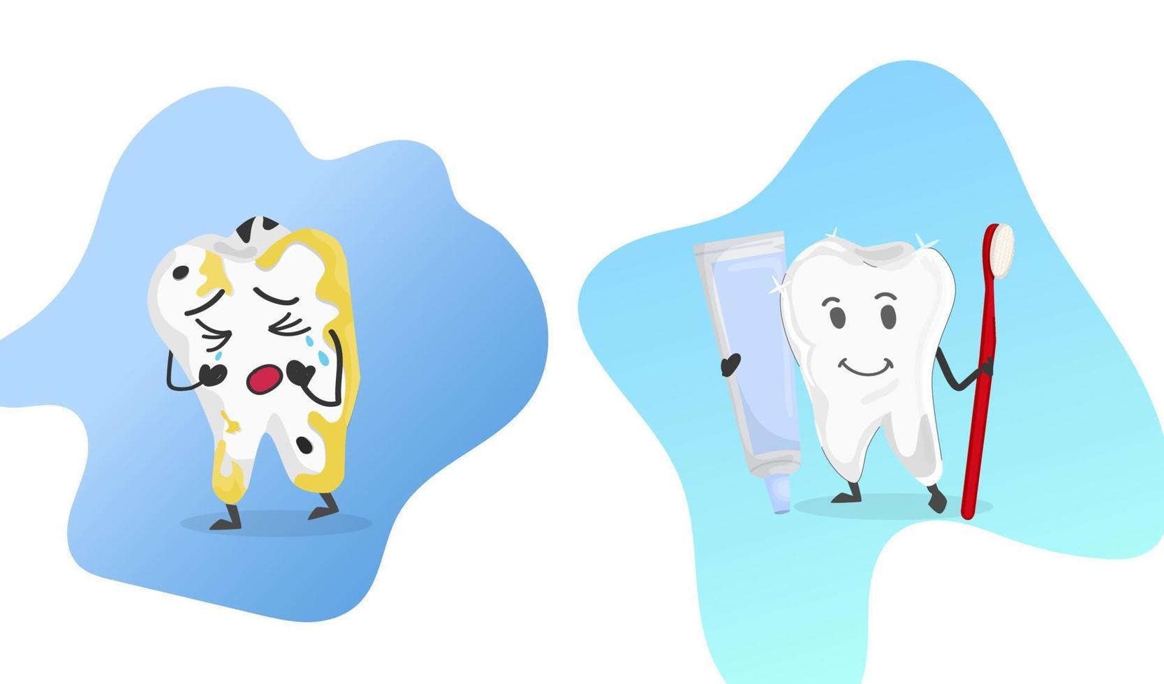 National Children s Dental Health Month vector banner. Cartoon logo design for the children's dentist clinic. Protecting teeth and promoting good health, prevention of dental caries in children.