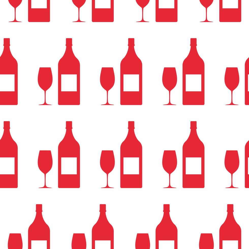 Glass and Bottle of Wine Icon Seamless Background Pattern vector