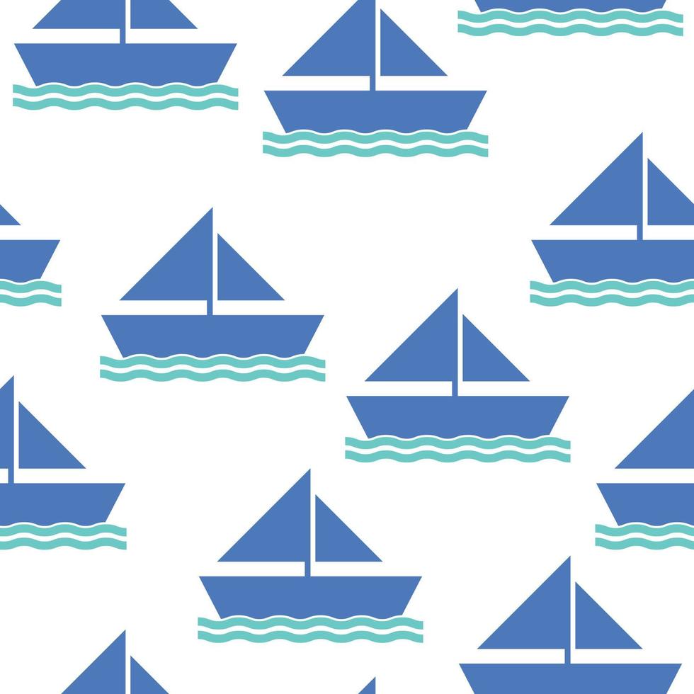 Sailing Boat Icon Seamless Background Pattern vector