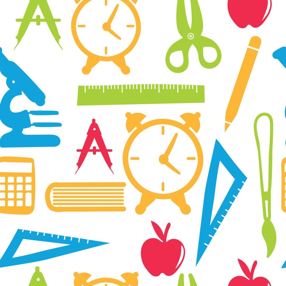 Hand Drawn School Icon Background Seamless Pattern vector