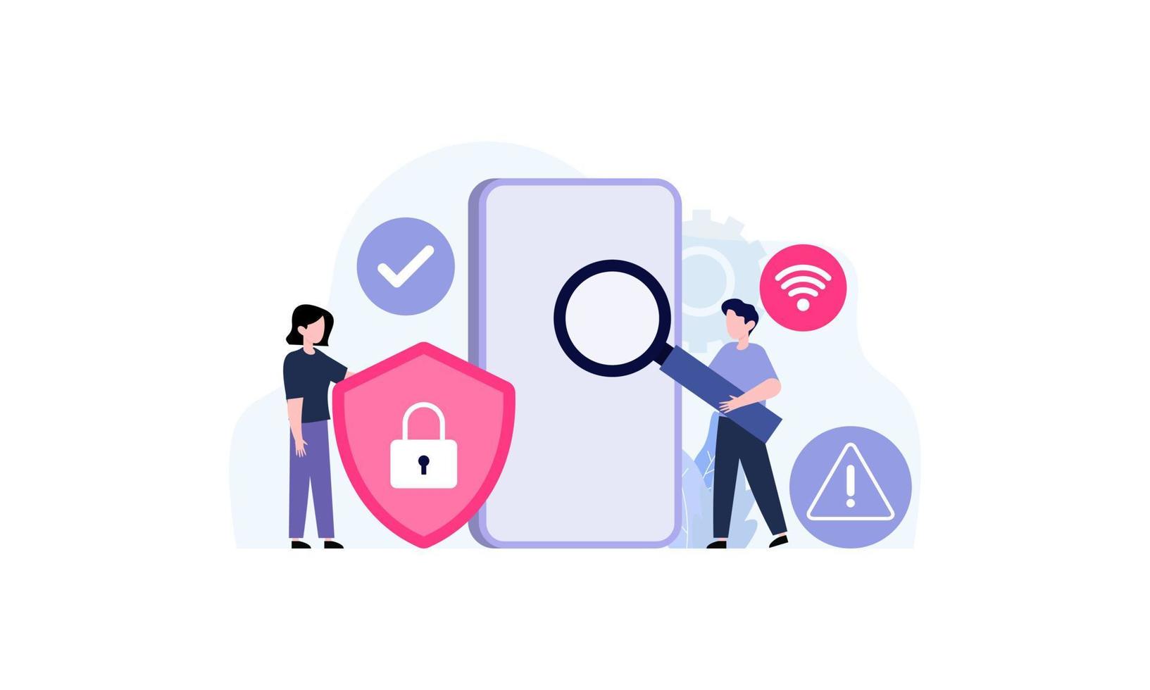 People and cyber security illustration concept vector