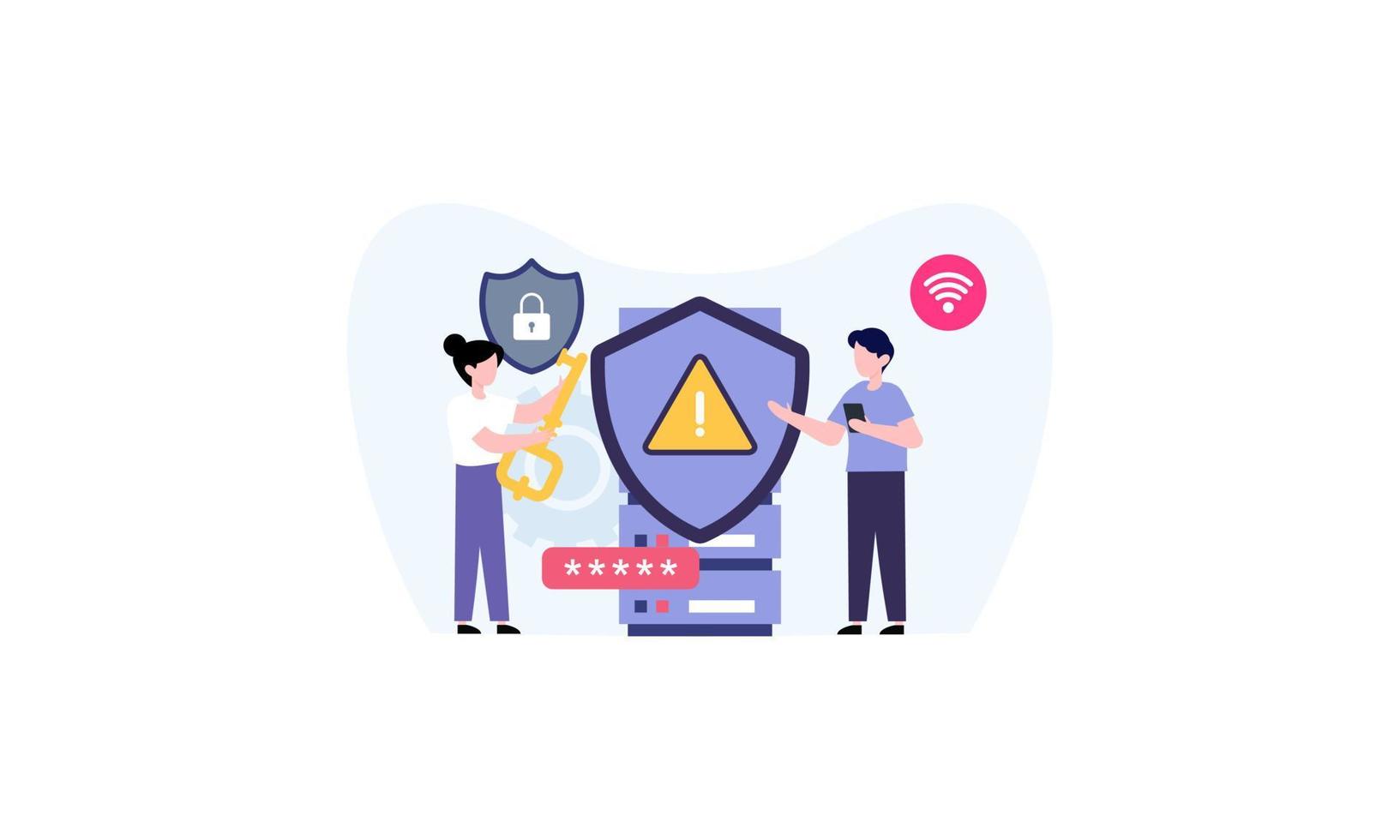 People and cyber security illustration concept vector