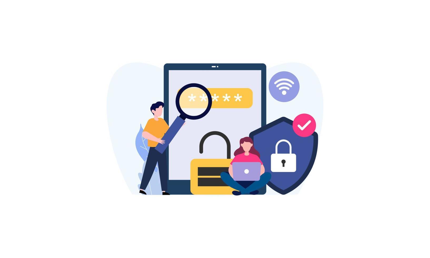 People and cyber security illustration concept vector