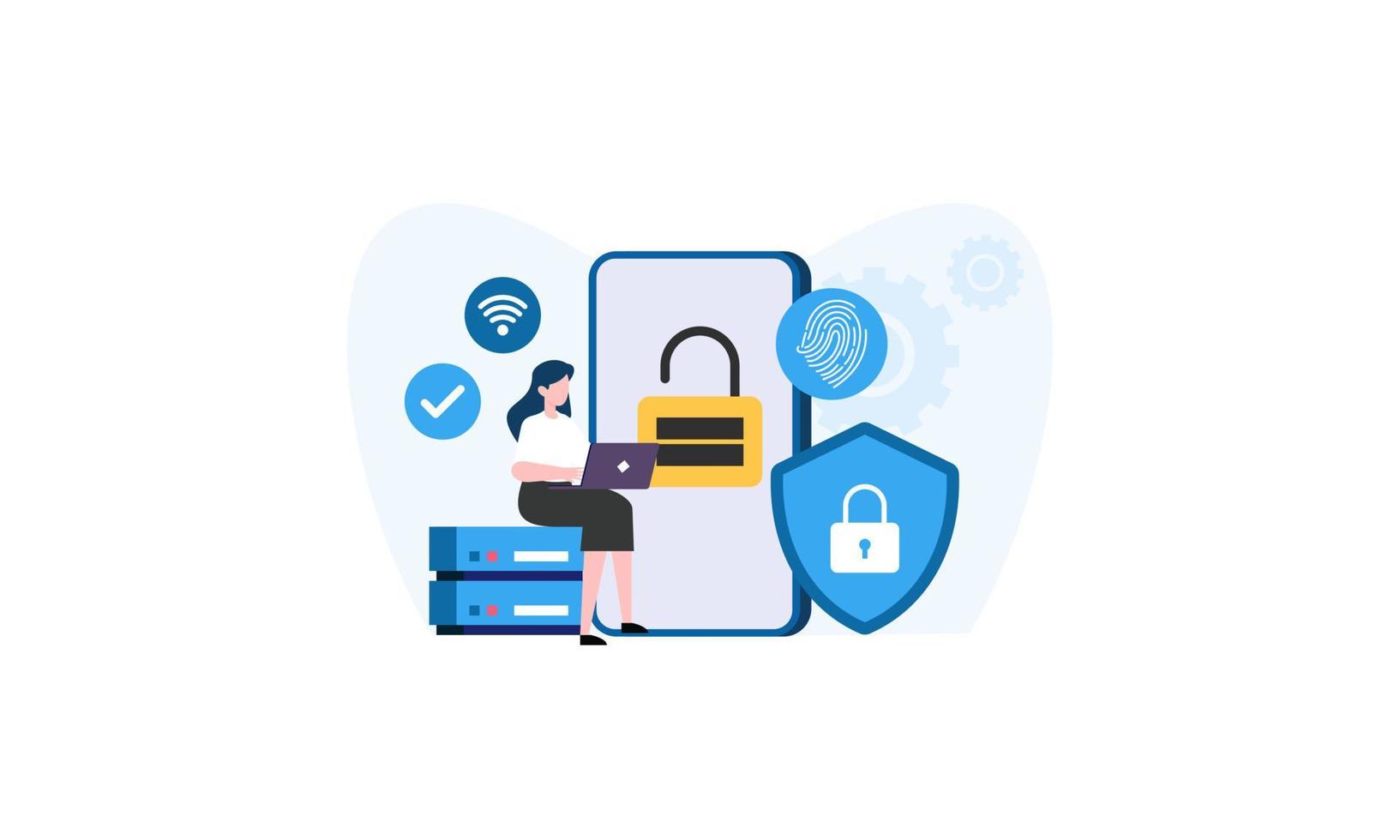 People and cyber security illustration concept vector