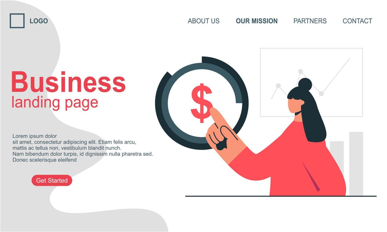 Landing page template of business concept vector