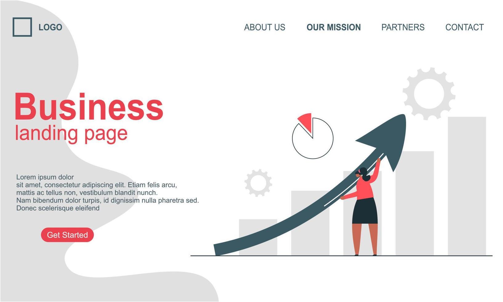 Landing page template of business concept vector