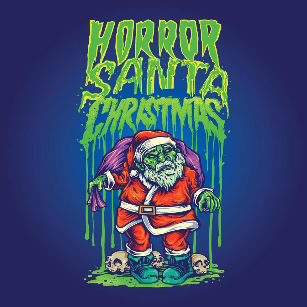 horror santa navidad - diseño de camisetas de navidad, camisetas vintage, vector, árbol de navidad, vector