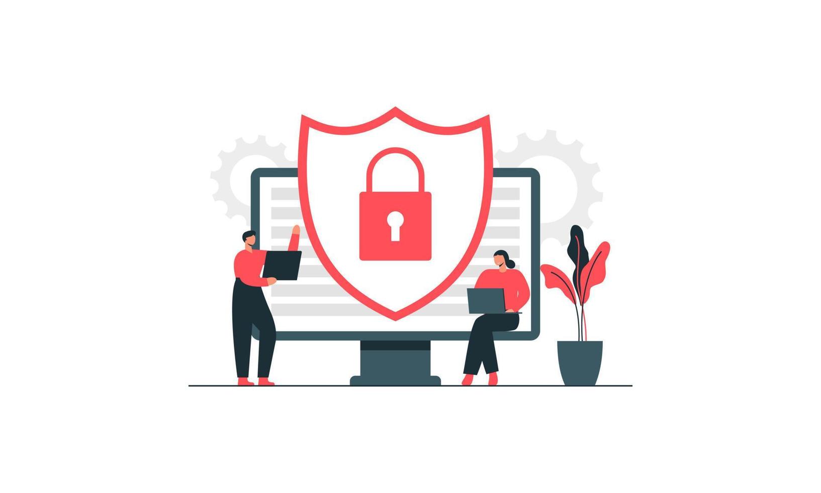 People and cyber security illustration concept vector