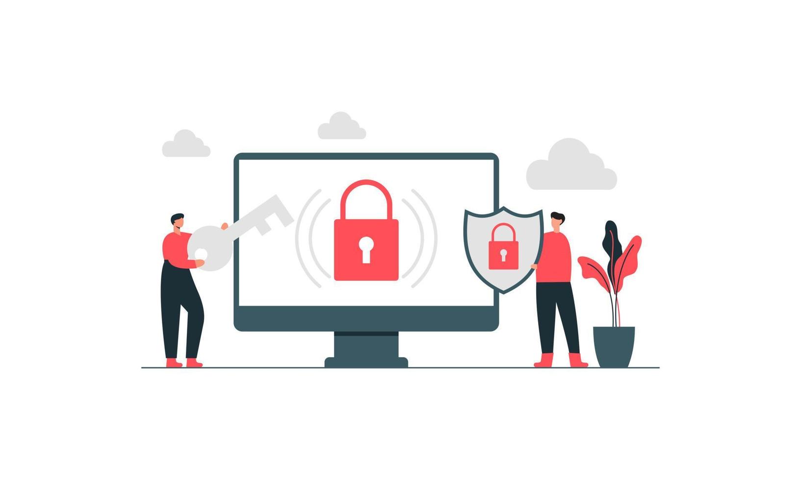 People and cyber security illustration concept vector