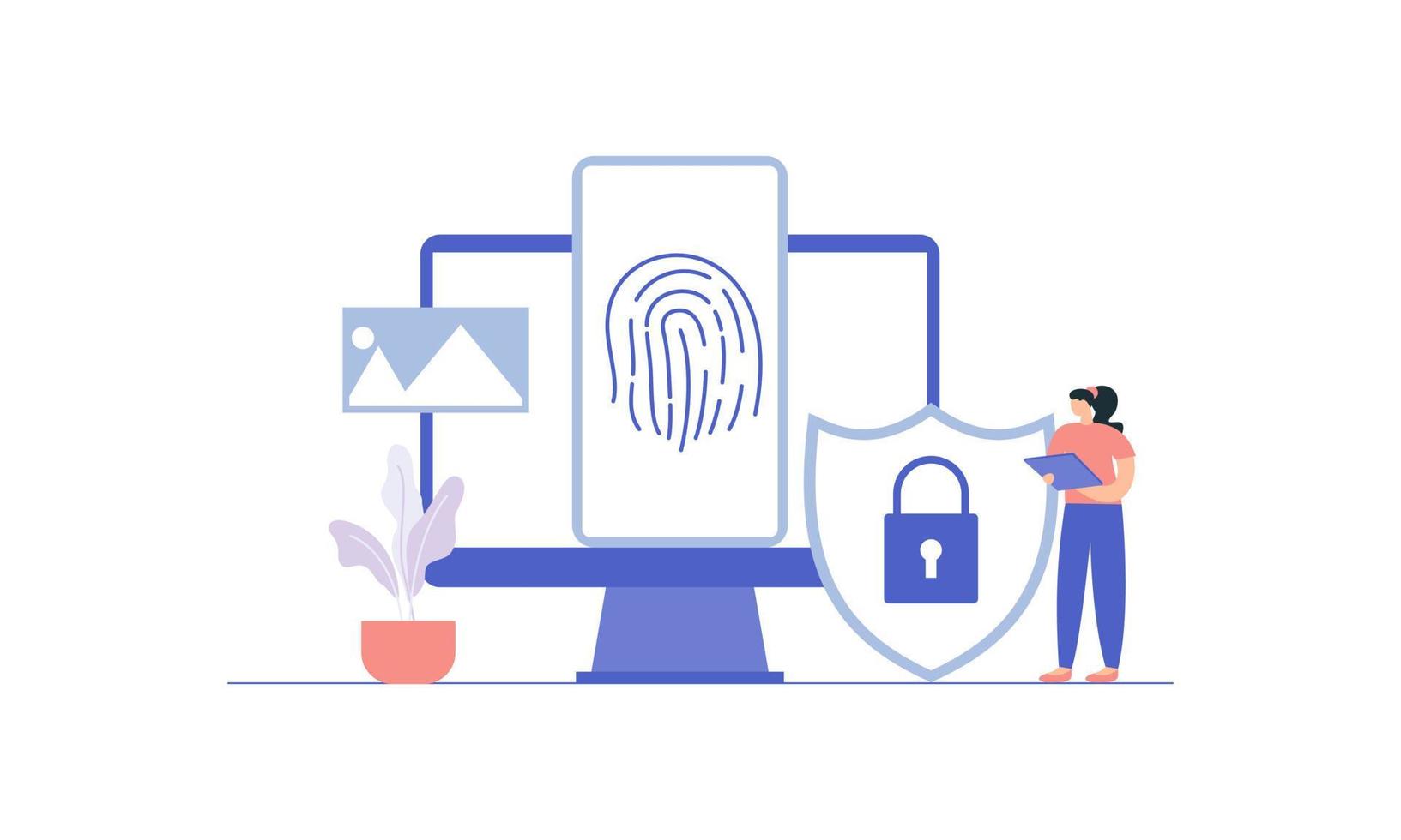 People and cyber security illustration concept vector