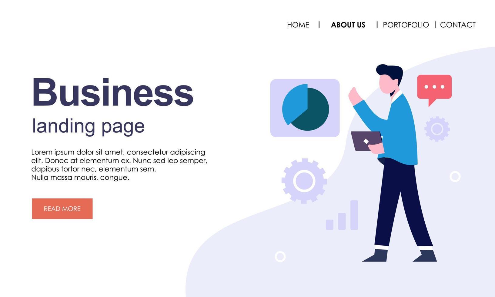 Landing page template of business concept vector