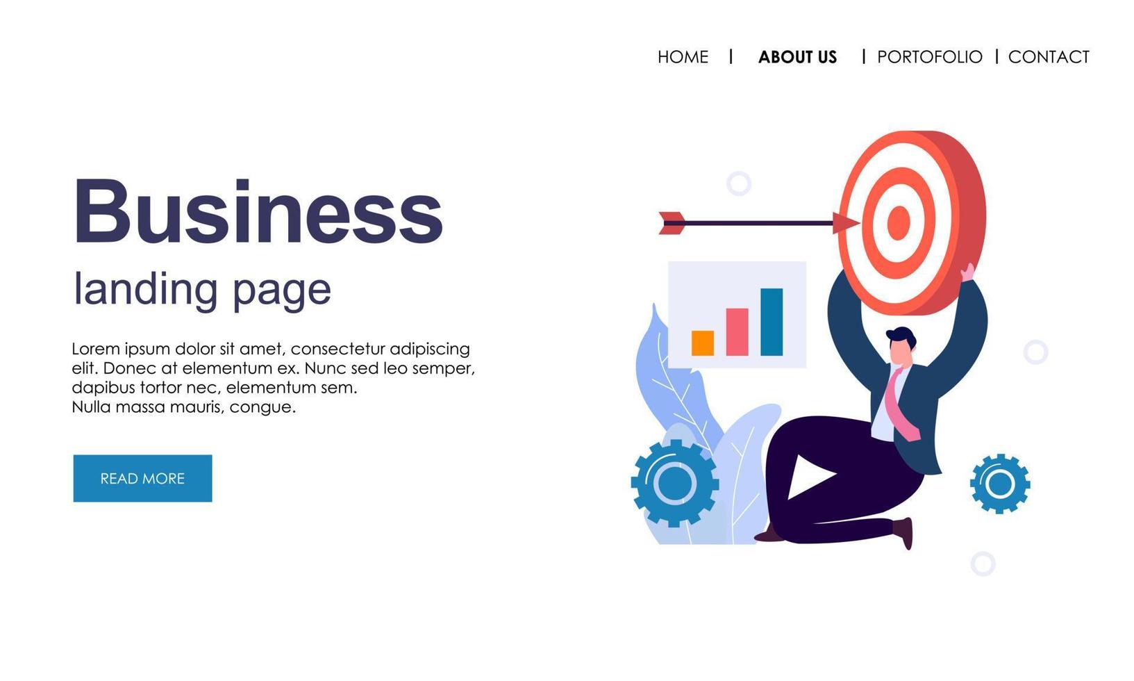 Landing page template of business concept vector