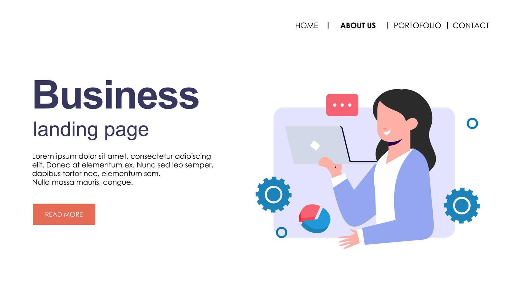 Landing page template of business concept vector