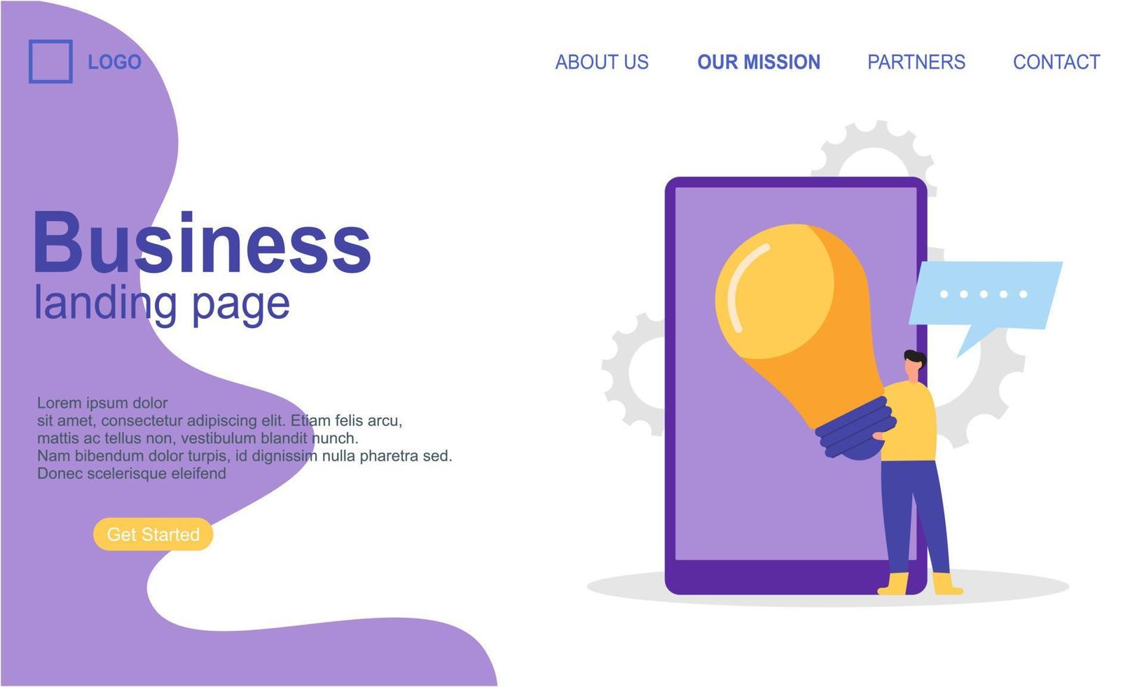 Landing page template of business concept vector