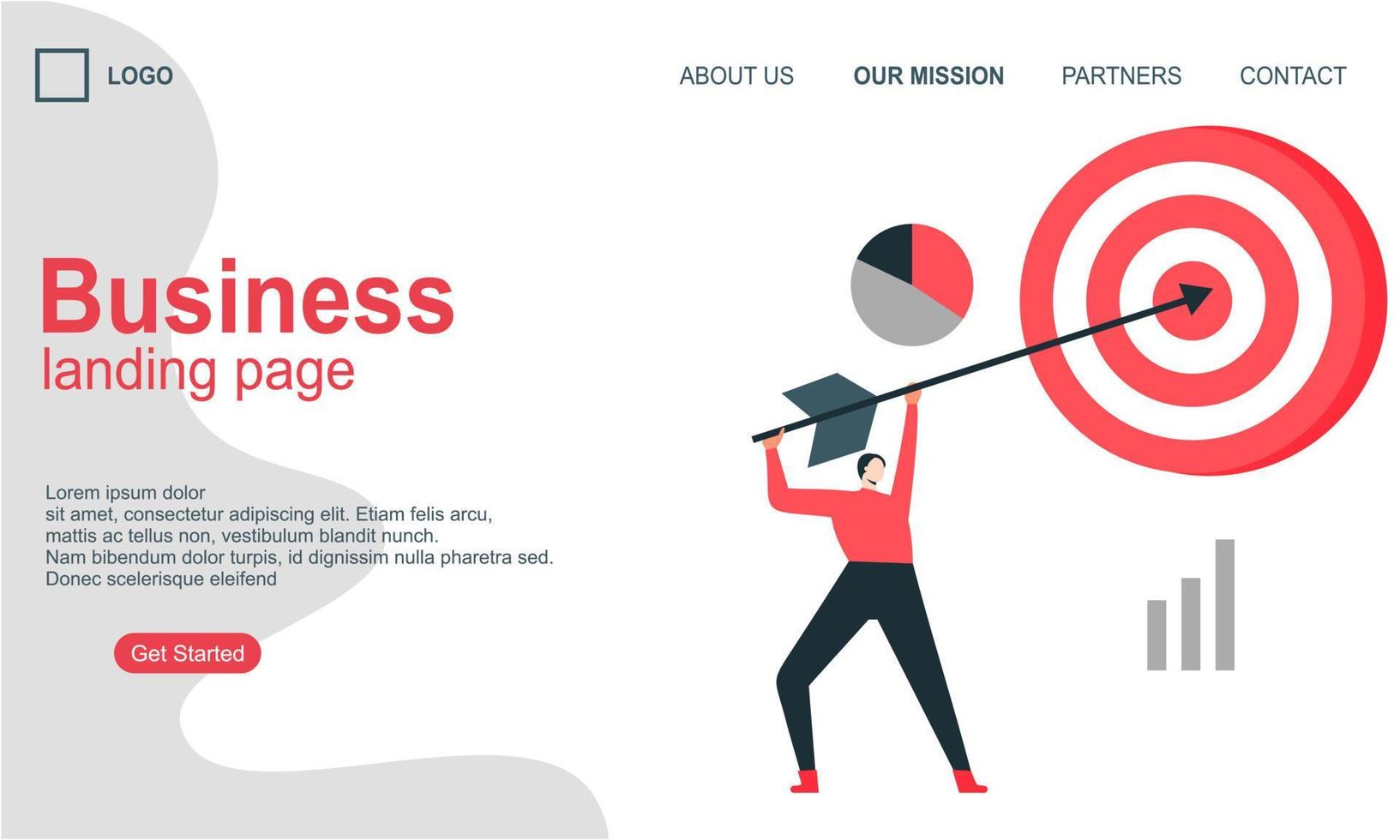 Landing page template of business concept vector