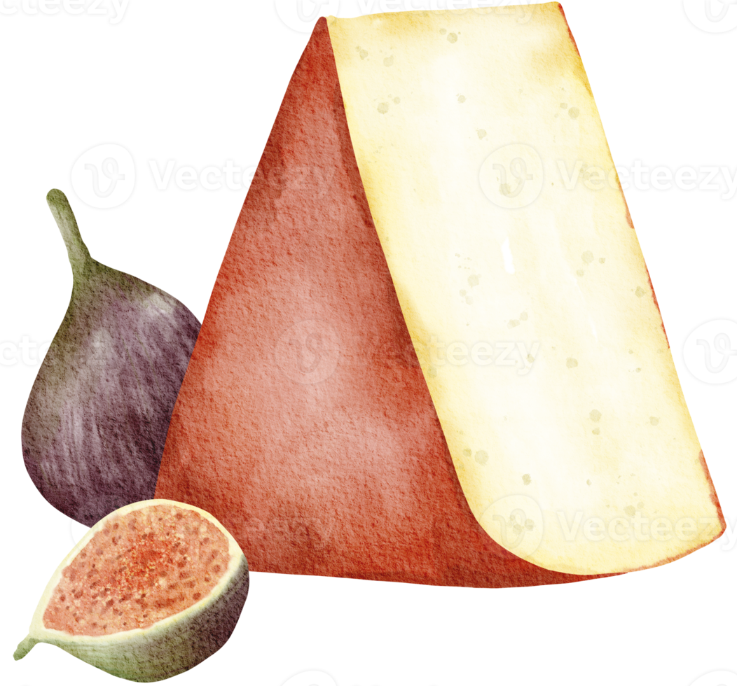 Watercolor Wine and Cheese Clipart, PNG