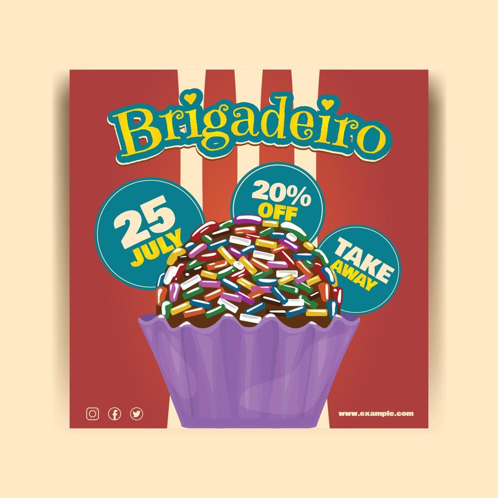 comida latinoamericana comida brasileña chocolate brigadeiro post vector diseño