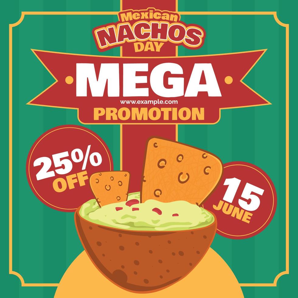 plantilla de publicación de redes sociales de nachos de promoción de comida mexicana latinoamericana vector