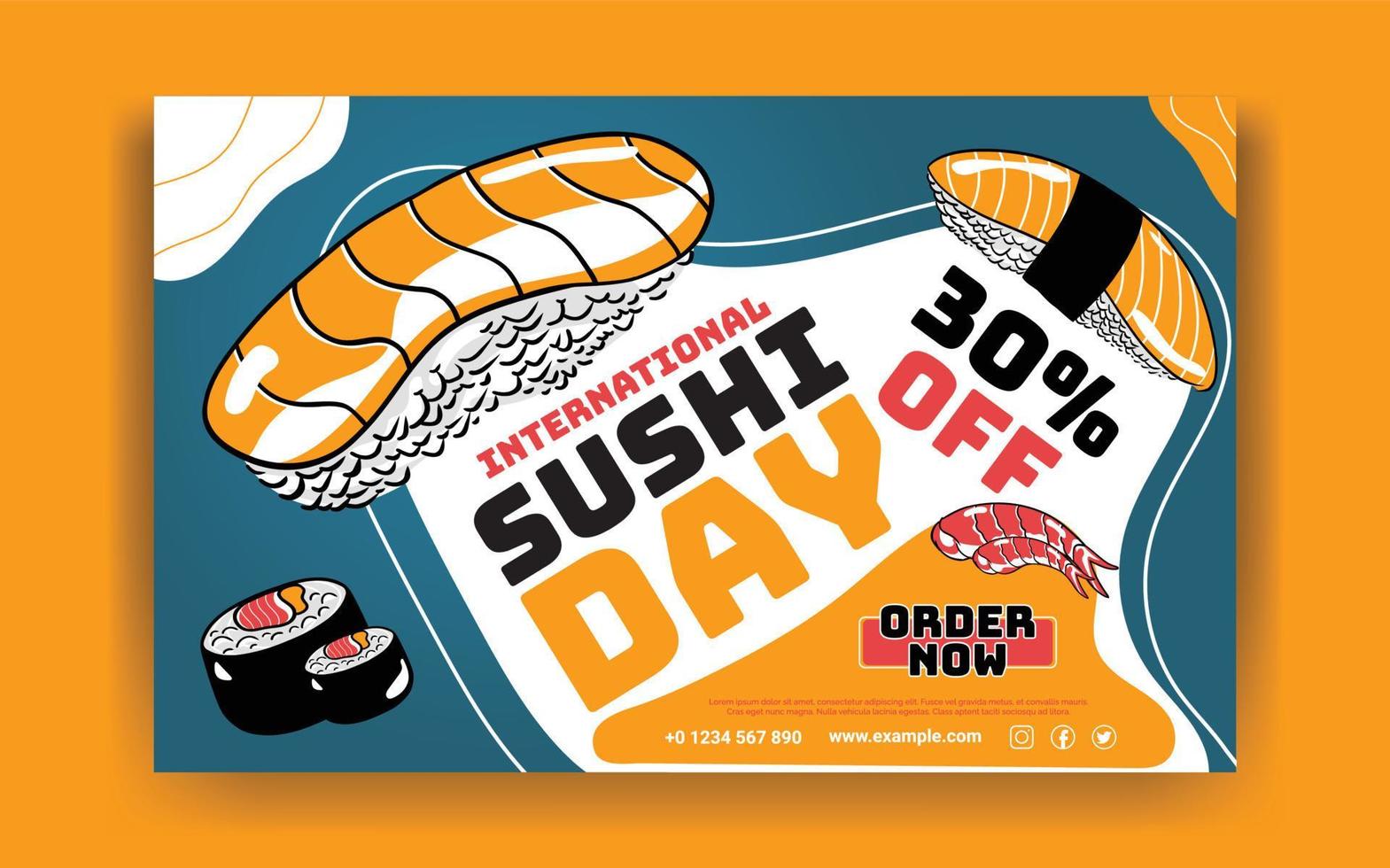 diseño de banner de sushi de restaurante de comida asiática vector
