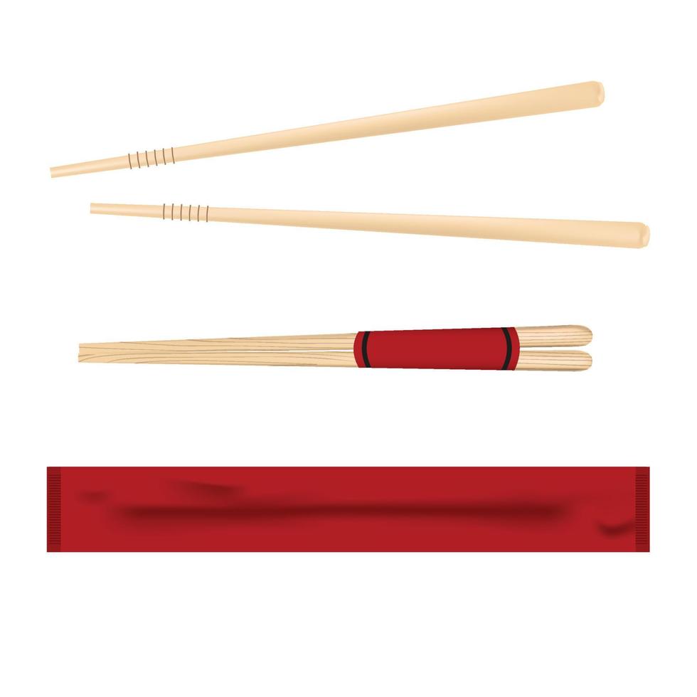 Asianfood wooden chopsticks set vector