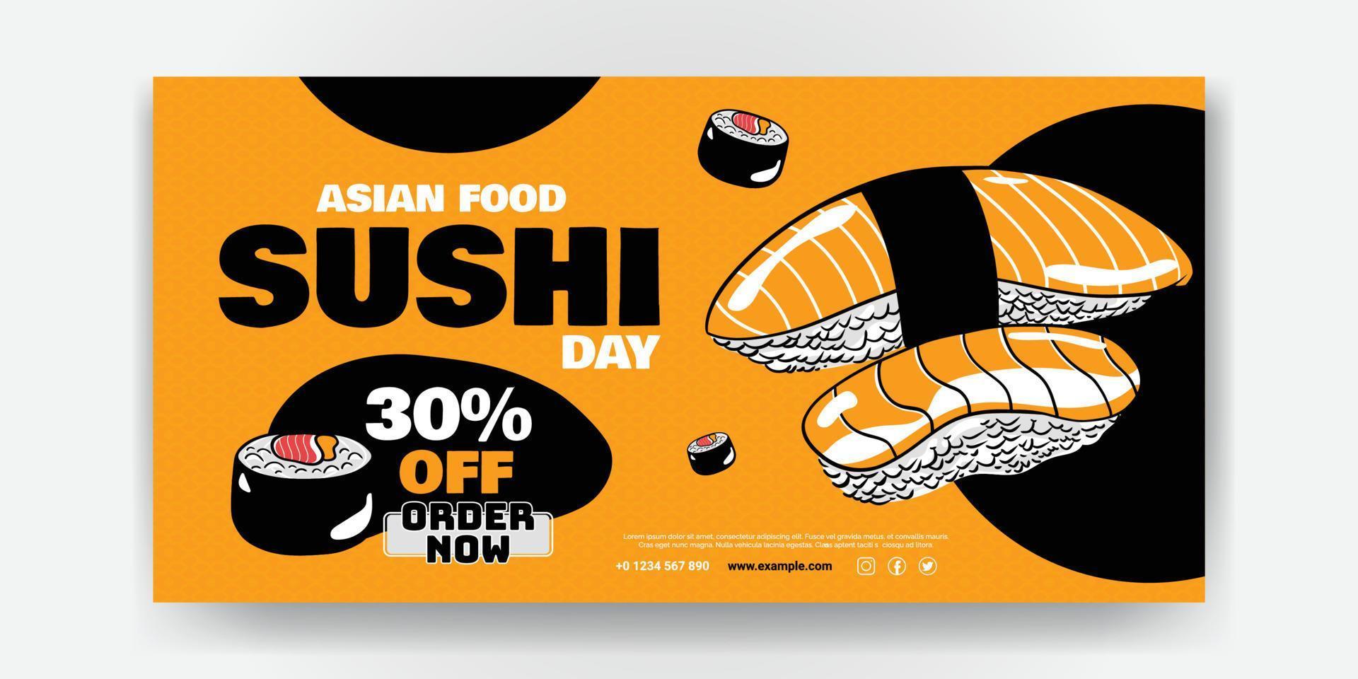 diseño de banner de sushi de restaurante de comida asiática vector