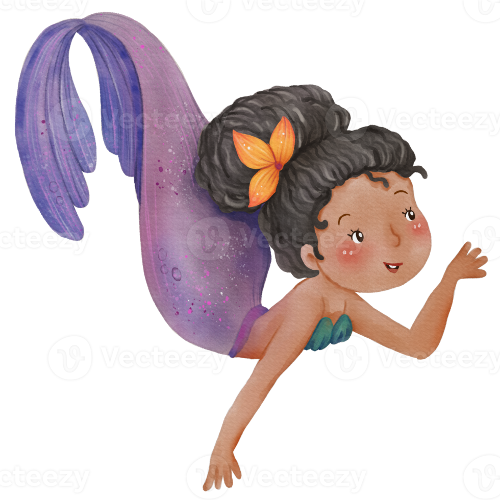 acuarela linda sirena clipart, png