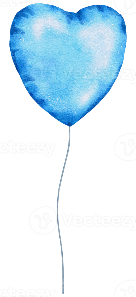 Watercolor Blue Foil Balloon element hand painted png