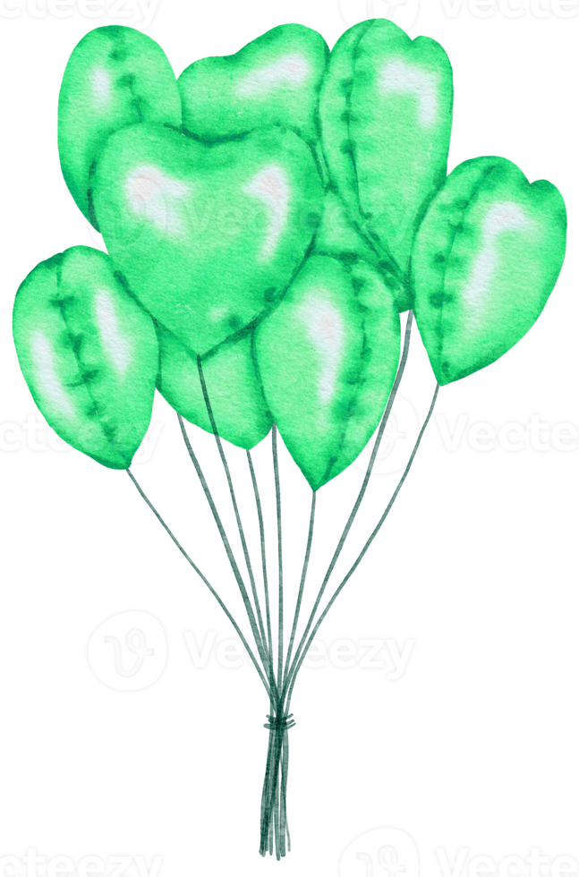 waterverf groen folie ballon element hand- geschilderd png